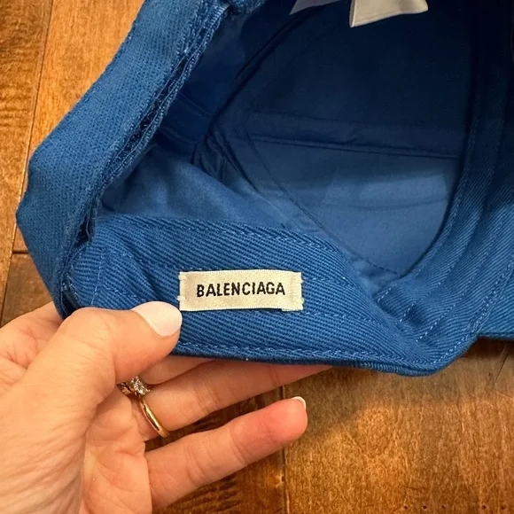 Balenciaga Blue Logo Embroidered Baseball Hat - Picture 10 of 16